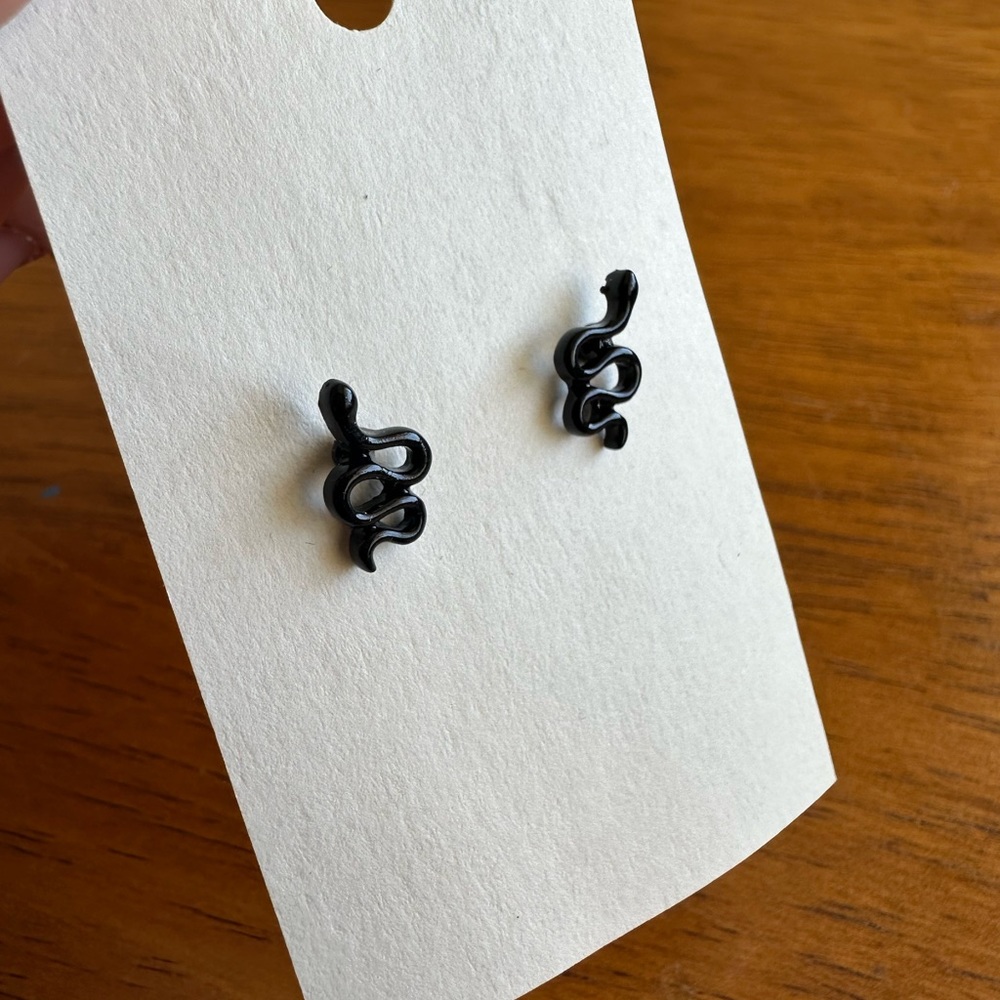 Black Snake Stud Earrings